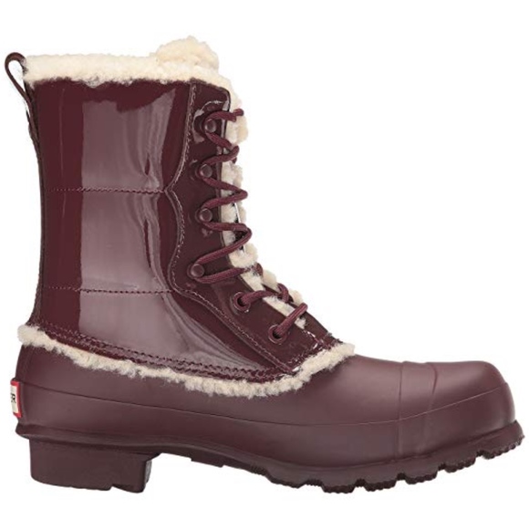 Hunter Original Patent Leather Lace Shearling Boot - Picture 6 of 7